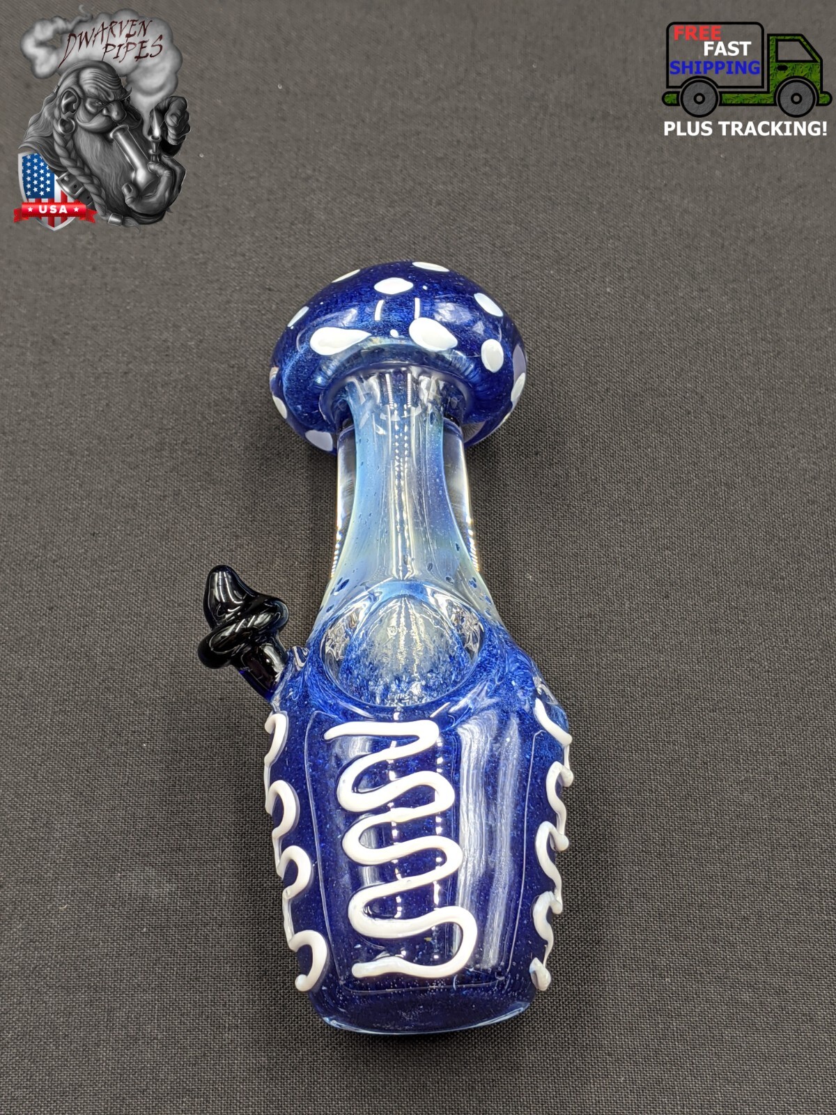 5″ Tobacco Smoking Pipe Bowl Glass Hand Pipes Mushroom Style Blue 01