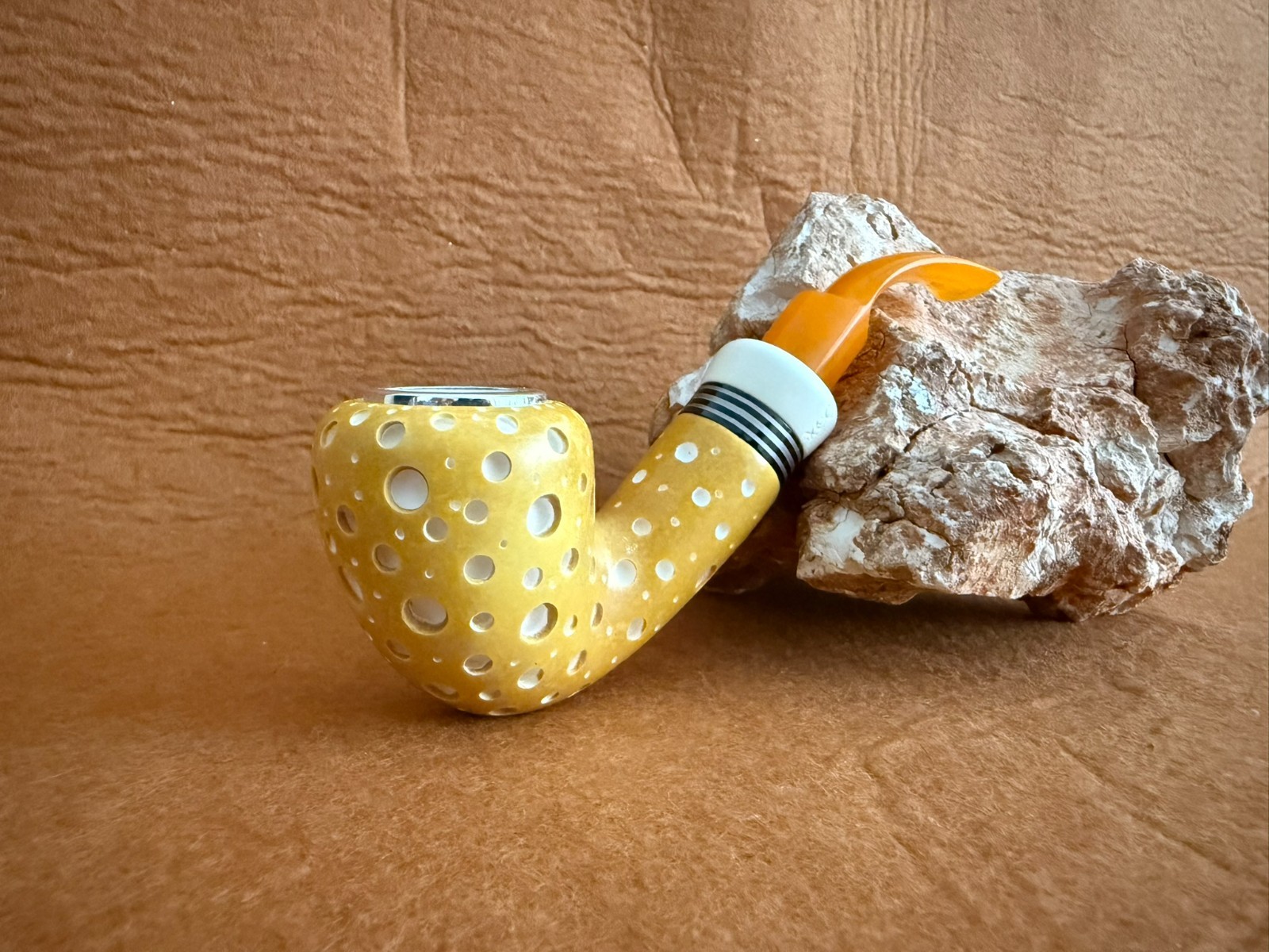 Meerschaum Pipe Hidden Reverse Calabash Exclusive Shape with Fitted Case