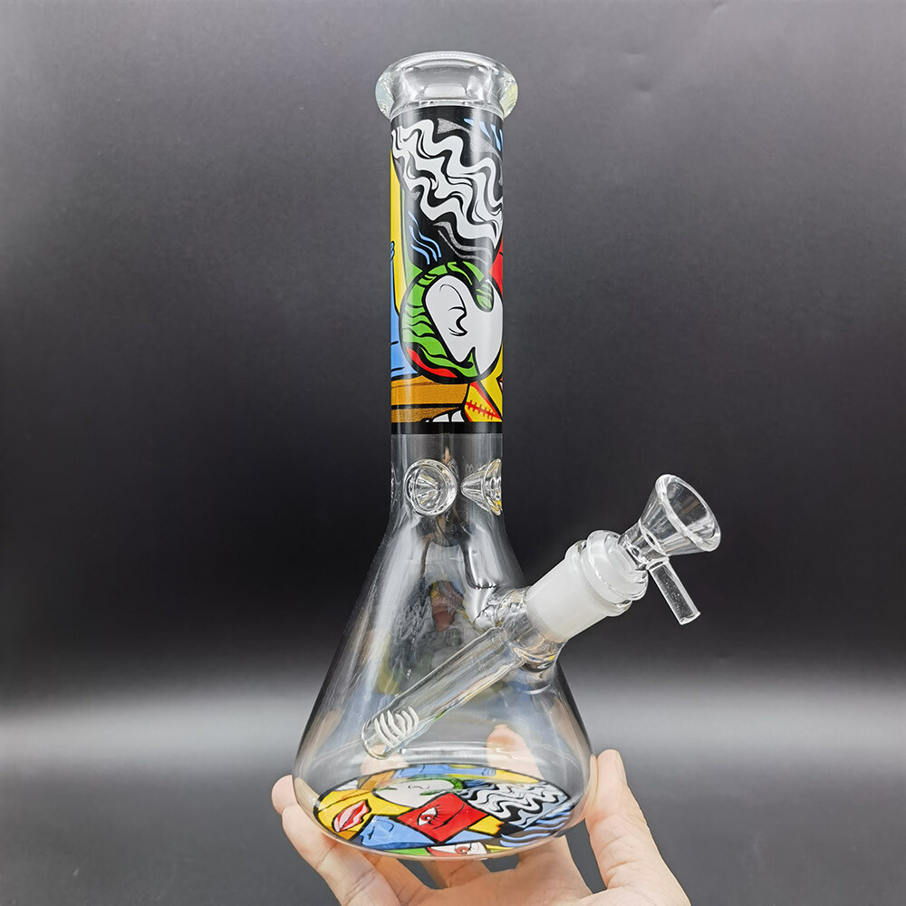 10″ Oil Painting Water Pipe Smoking Glass Bong Pipes Hookah Percolator Bong US.