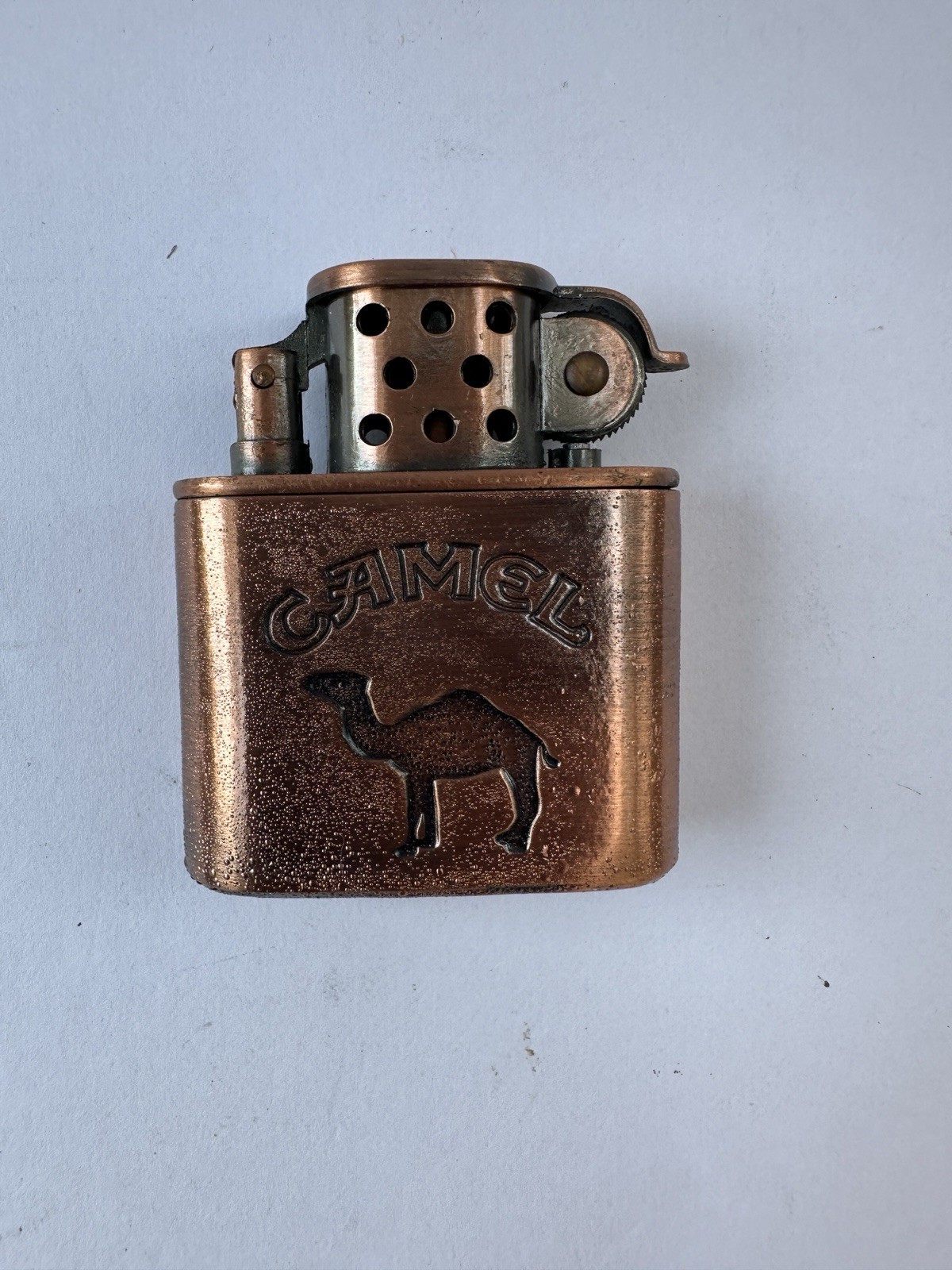 VTG 90s Camel Copper Finish Refillable Lighter Cigarettes NIB NOS