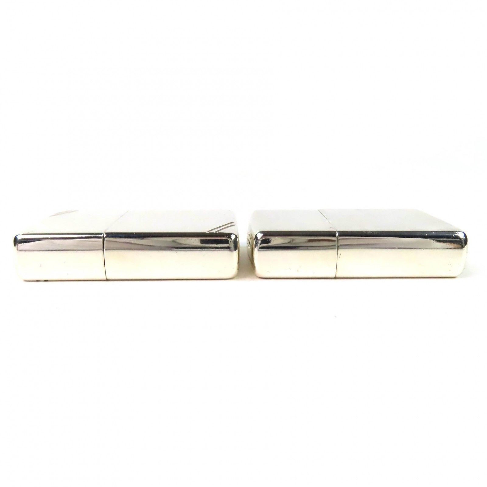 ZIPPO STERLING Silver Oil Lighter 2002 & 2003 Set of 2 Pcs No Box Made in USA