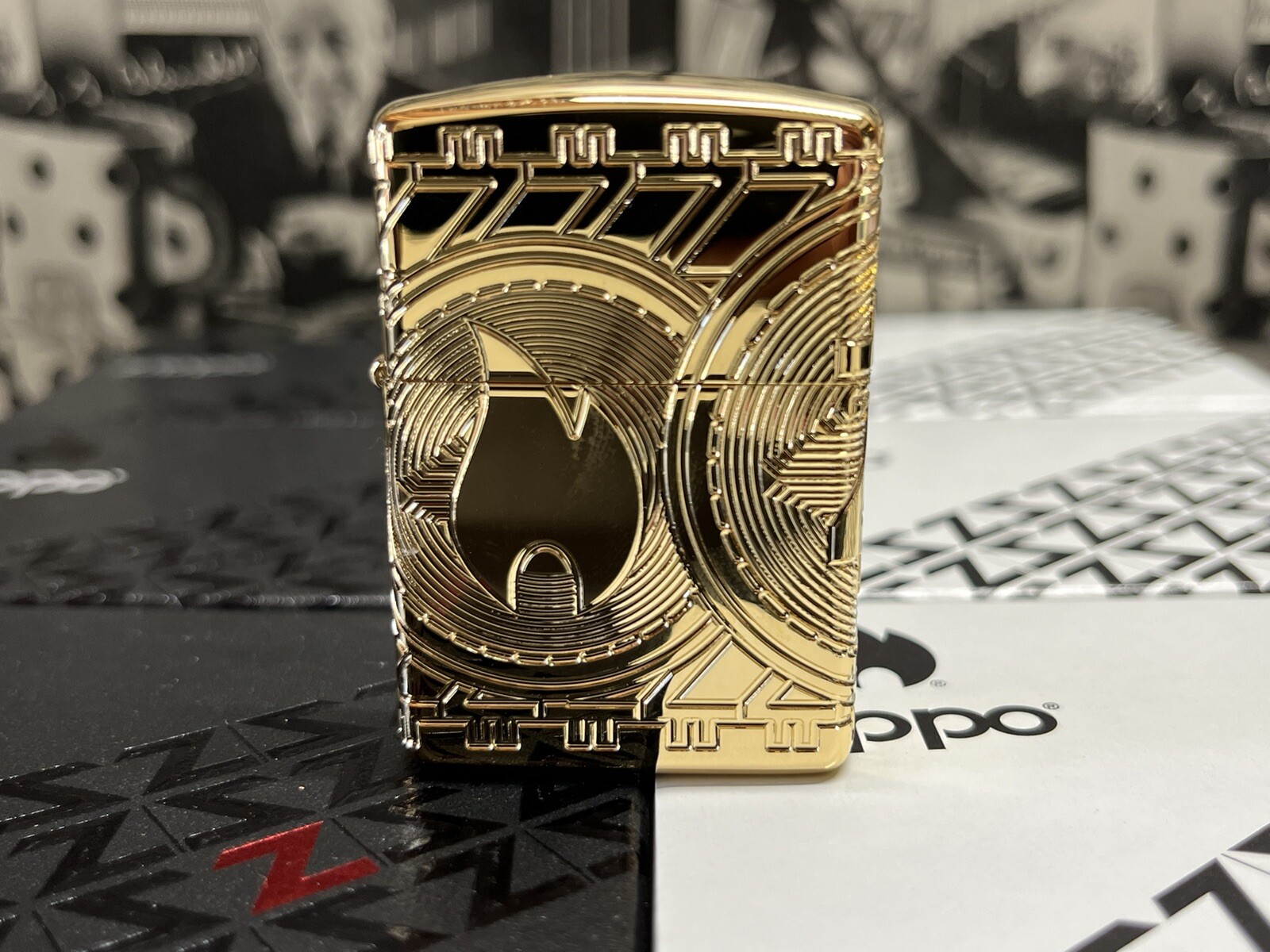 Zippo Armor Multi-Cut Gold Plated Currency Zippo Lighter New In Box