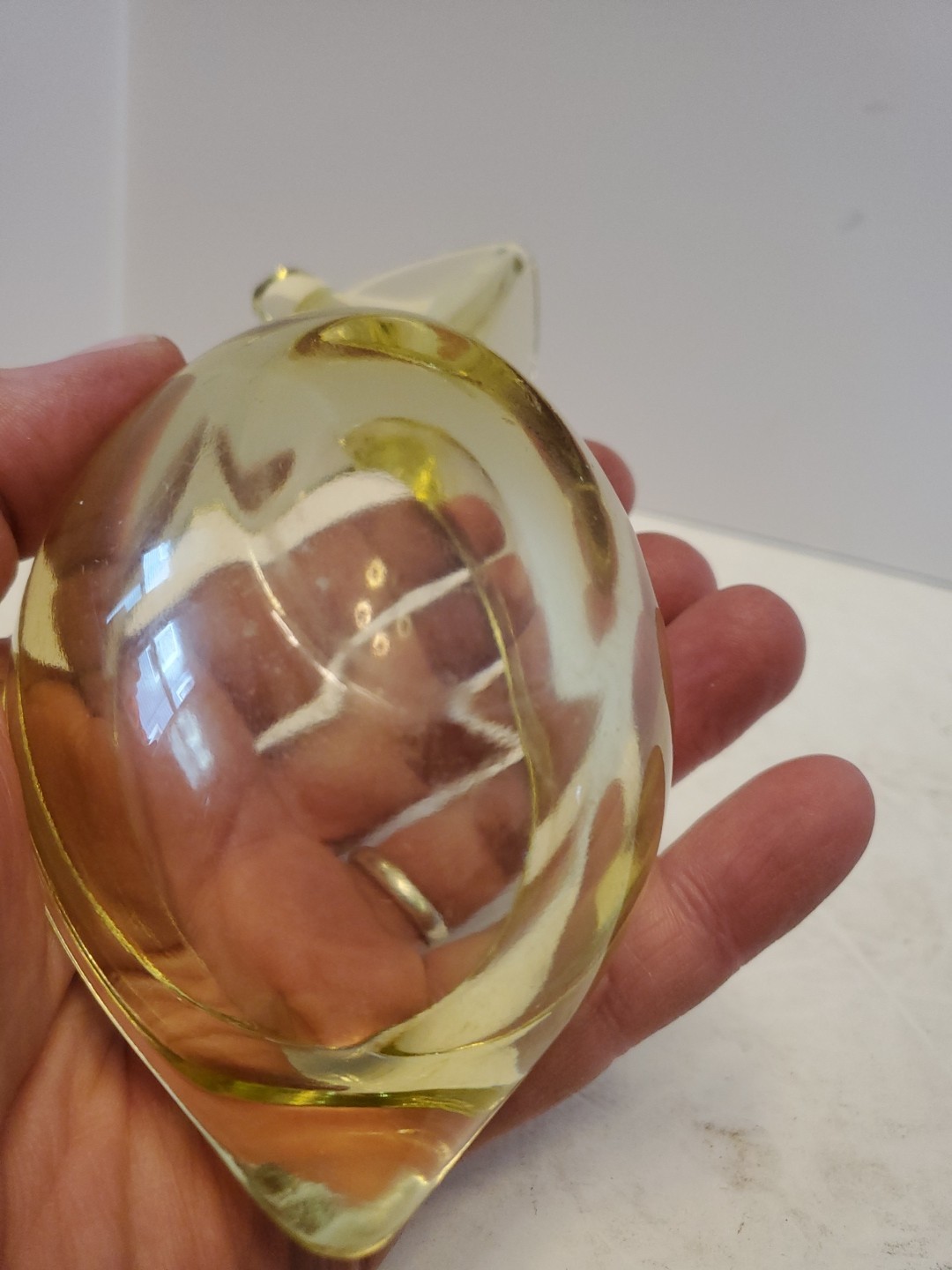 Vintage Mcm Blown Art Glass Yellow Lemon Shape – Ashtray – BEAUTIFUL! Retro