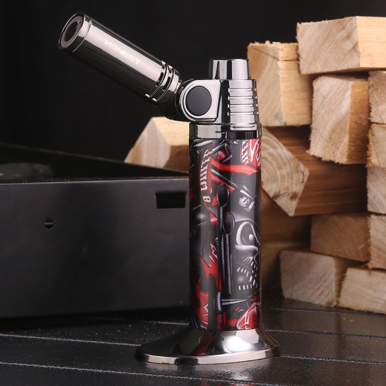 Metal Torch Lighter-Refillable Butane Jet Adjustable Blue Flame Lighter QXINANU