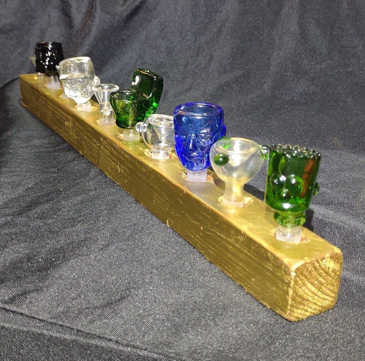 Custom 14mm Glass Bowl Piece Holder x10 (Gold/Red)