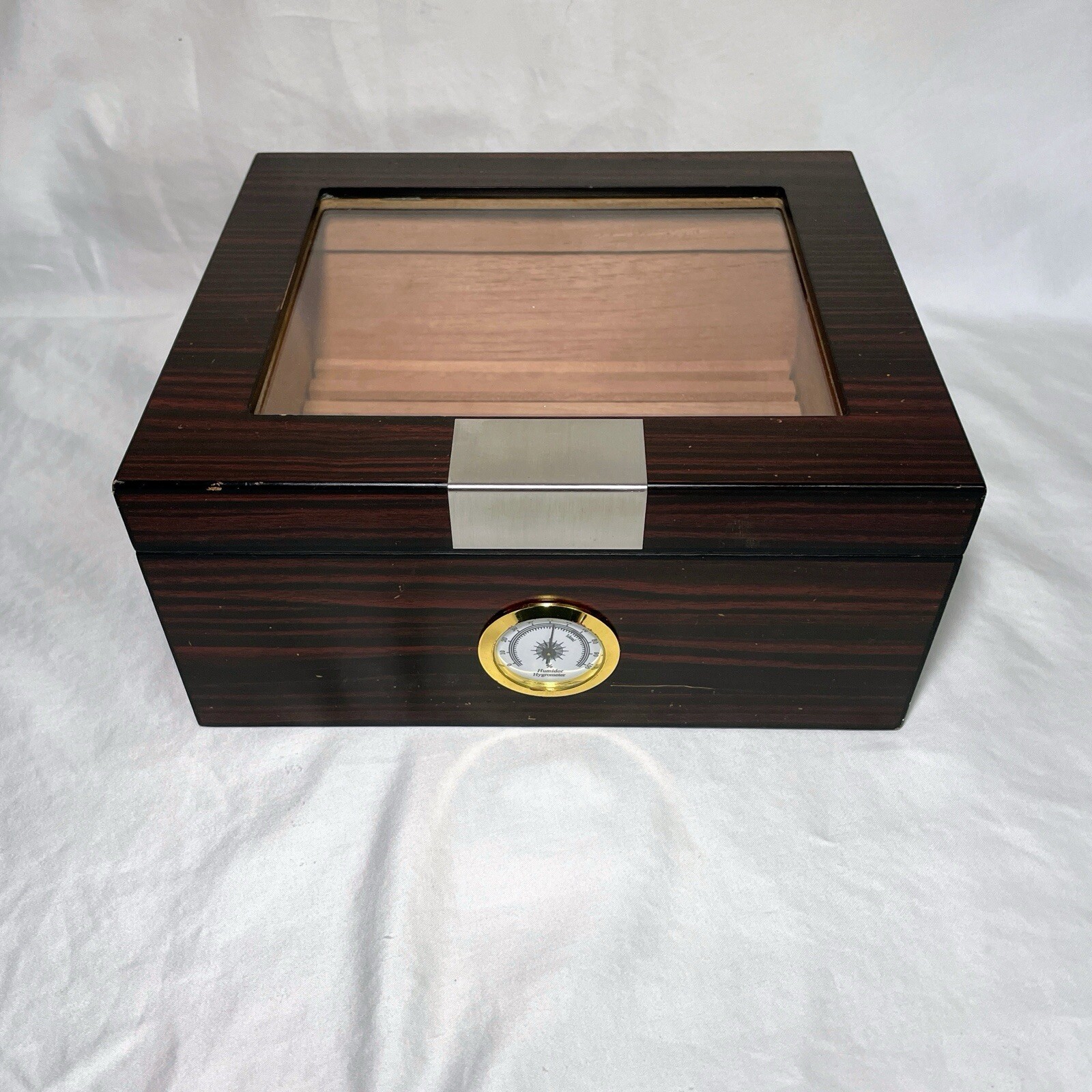 MANTELLO Cigars Humidor Royal Glass Top Cedar Lined Cigar Box Up To 50 Cigars