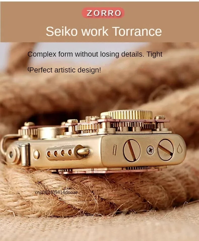 ZORRO Steampunk Mechanical Lighter Personalized Pure Copper Gear Linkage Gift…