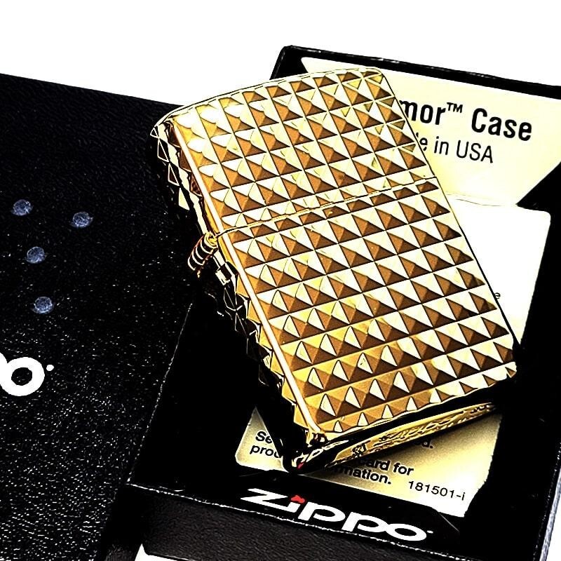Zippo Armor 4 Face Diamond Cut Gold Chamber Finish Inside Unit Lighter Japan