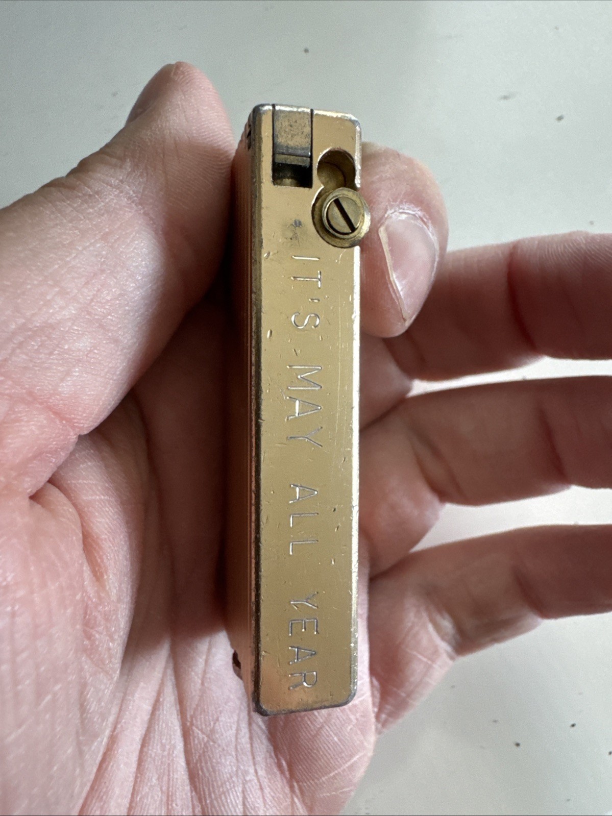 Penguin Cygnus Vintage lighter 1950’s roll light feature silver tone