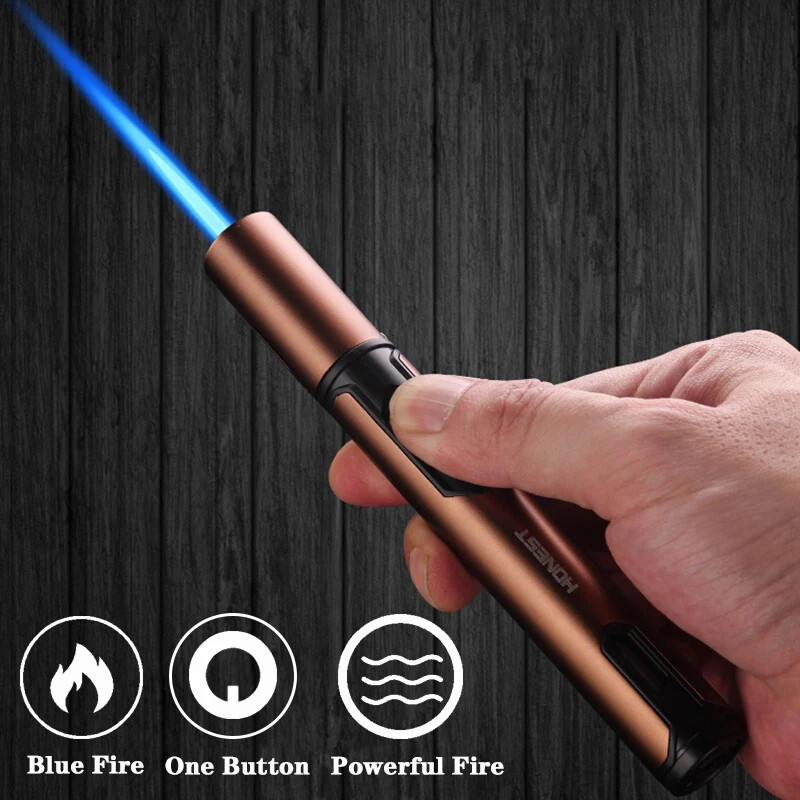 HONEST Windproof Pen Jet Butane Lighter Metal Cigar Pipe Lighter Gadgets for Men