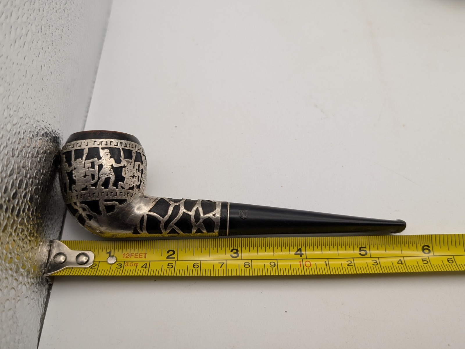 Vintage Medico Sterling Silver Plated Aztec Billiard Estate Tobacco Pipe
