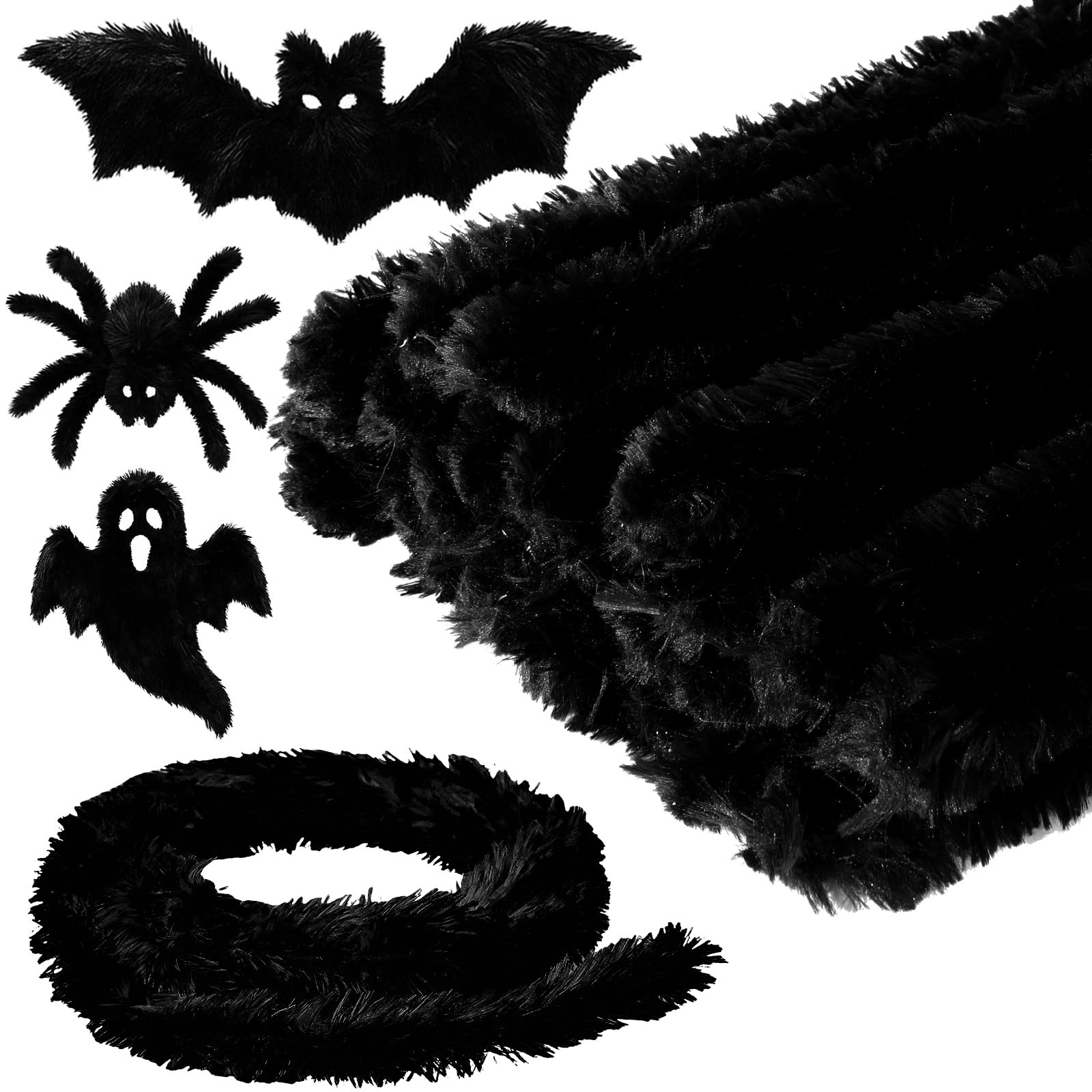 Hotop 4 Pcs 39.2ft Pipe Cleaners Craft 30mm Super Chunky 9.8ft, Black