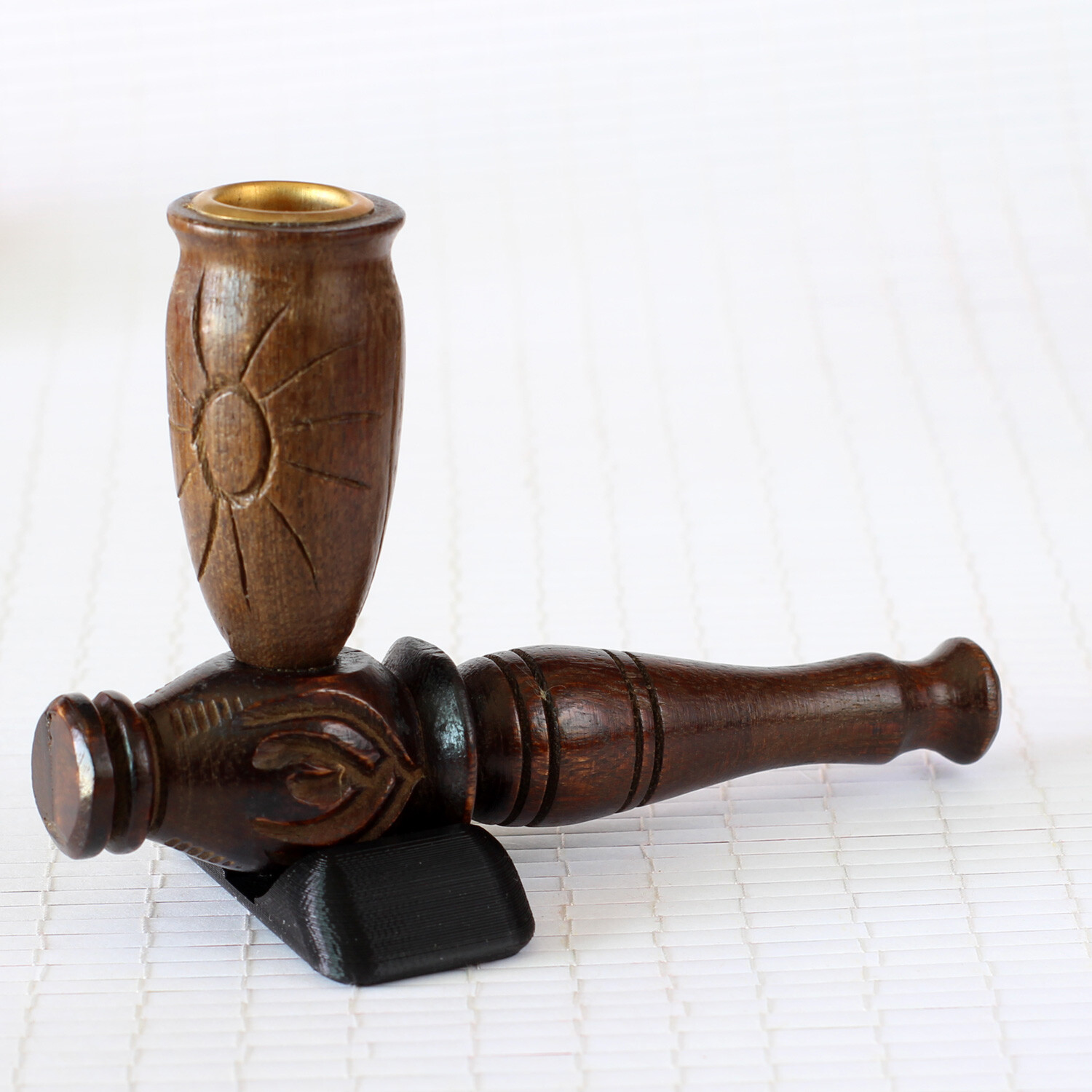 The Aztec 4¼” Hand Carved 2 piece Premium Wood Smoking Pipe pcc