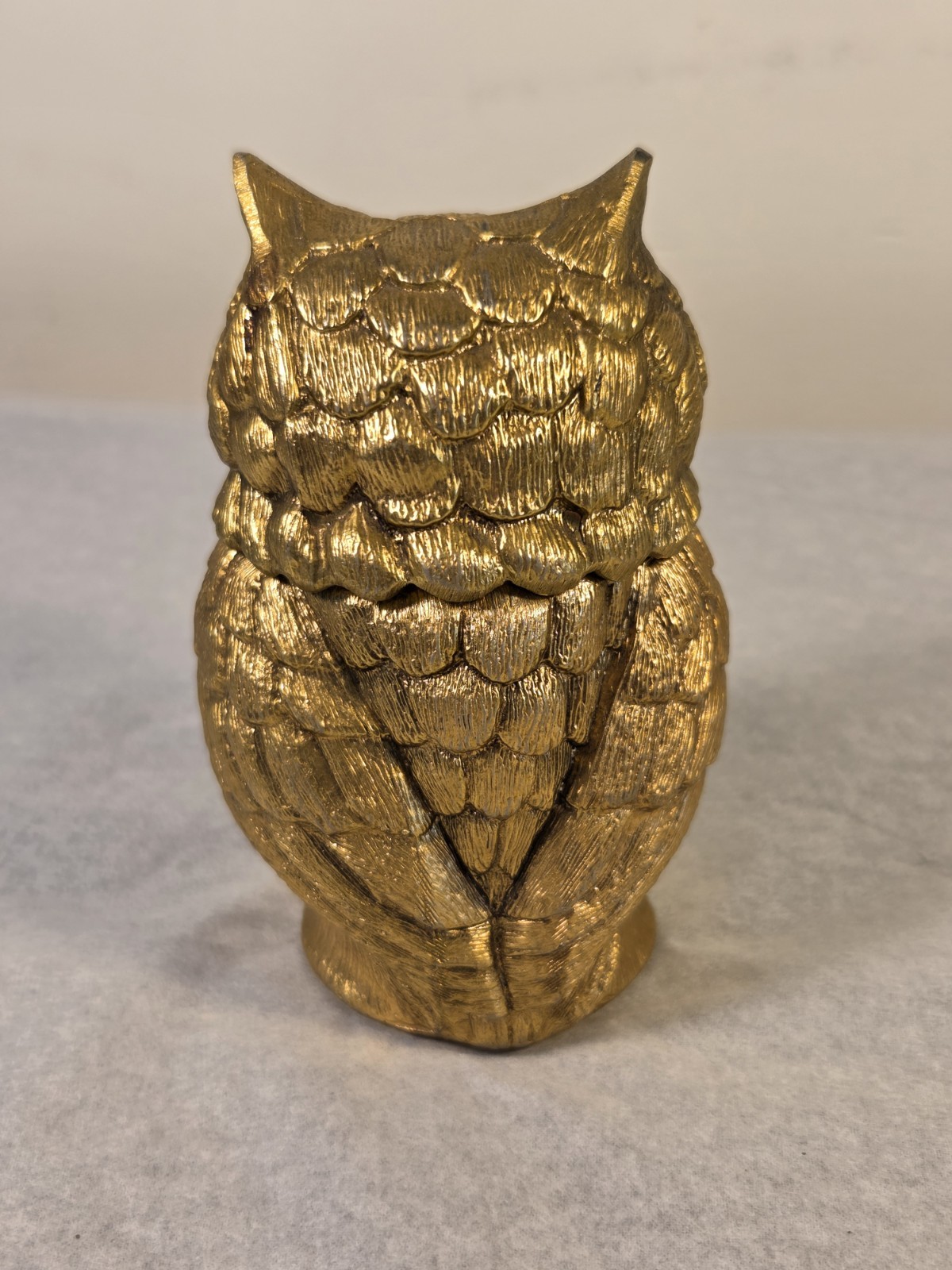 Vintage FOUR-STAR Brass Owl Table Lighter TAN 1964 Japan