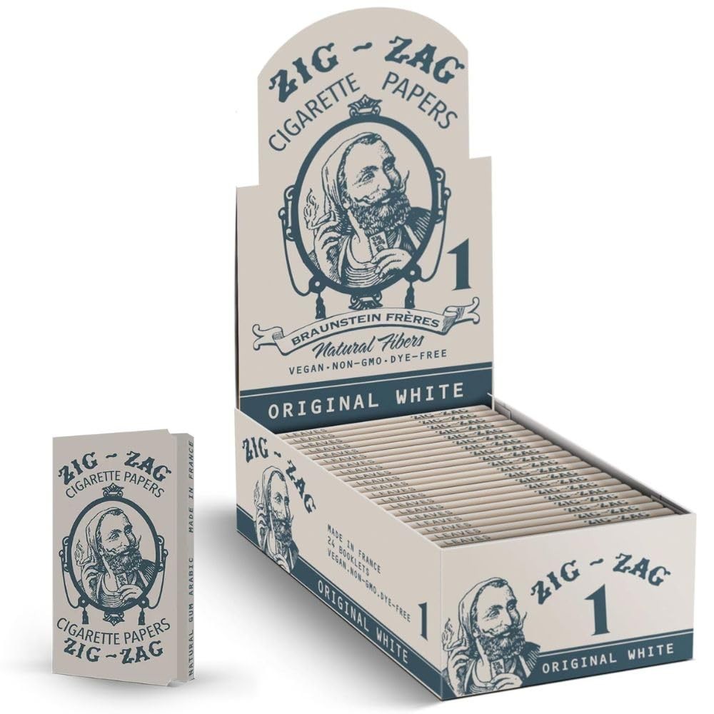 ZIG-ZAG Vintage Original White Rolling Papers, Slow Burning 24-Pack, Natural