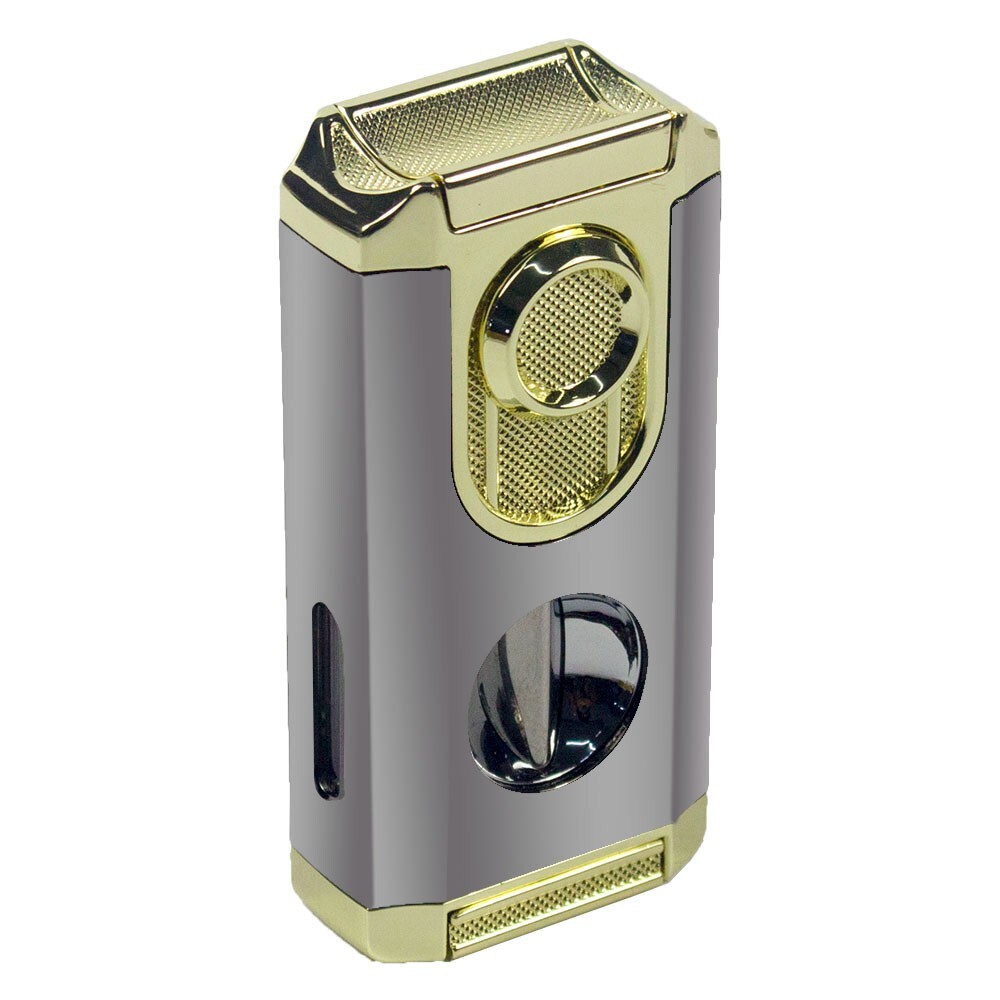 Triple Flame Cigar Torch Lighter with Cigar Punch Cutter Father gift