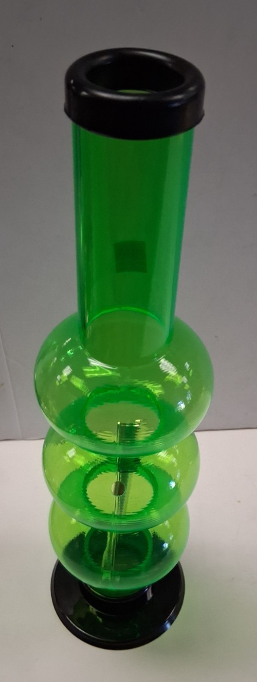 12″ ACRYLIC PLASTIC TRIPLE BUBBLE BONG WATER PIPE HOOKAH THUMB CARB LIGHT GREEN