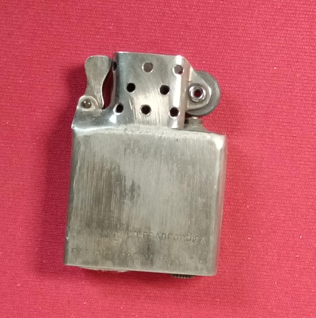 Zippo Lighter 1930-1950’s PAT.2032695 3 Barrel Hinge Nickel Silver Insert