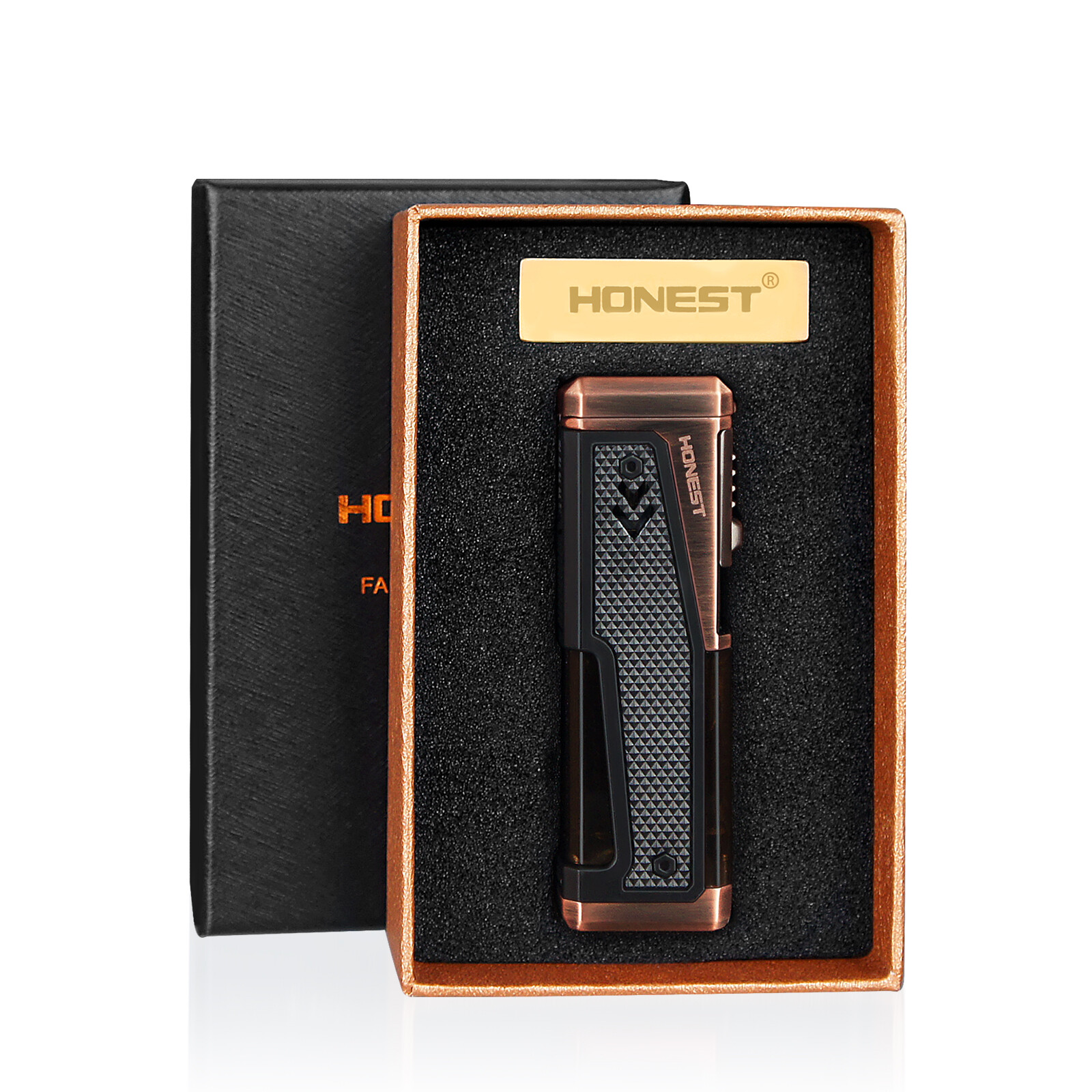 Windproof Cigar Lighters Metal Adjustable Torch Butane Lighter 3 Jet Blue Flame