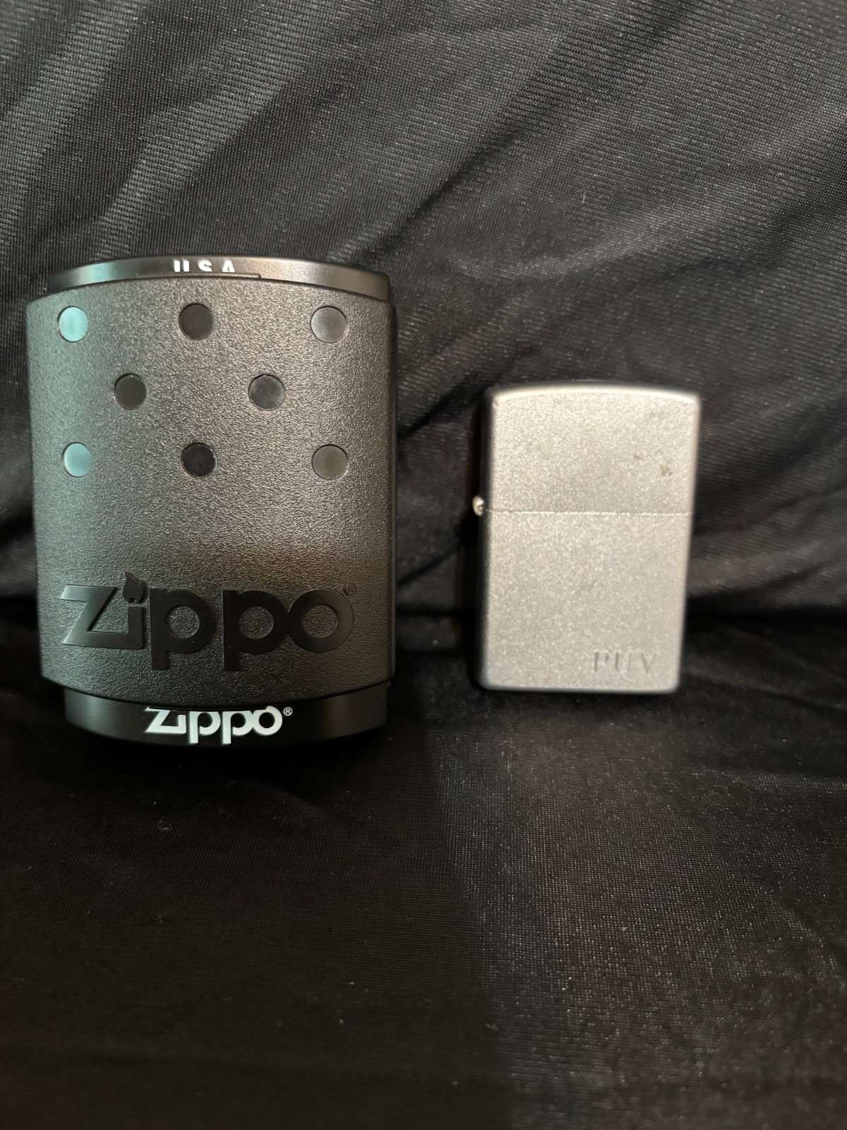 Zippo Vintage Silver with PUV on front and scrolls on the sides lighter