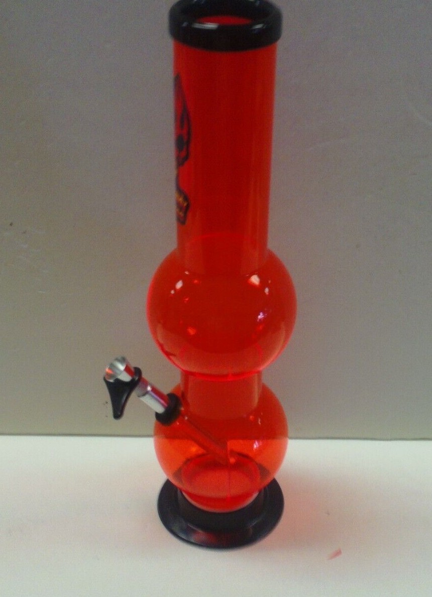 HEADWAY 14″ ACRYLIC PLASTIC DOUBLE BUBBLE HOOKAH WATER PIPE PULL CARB ORANGE