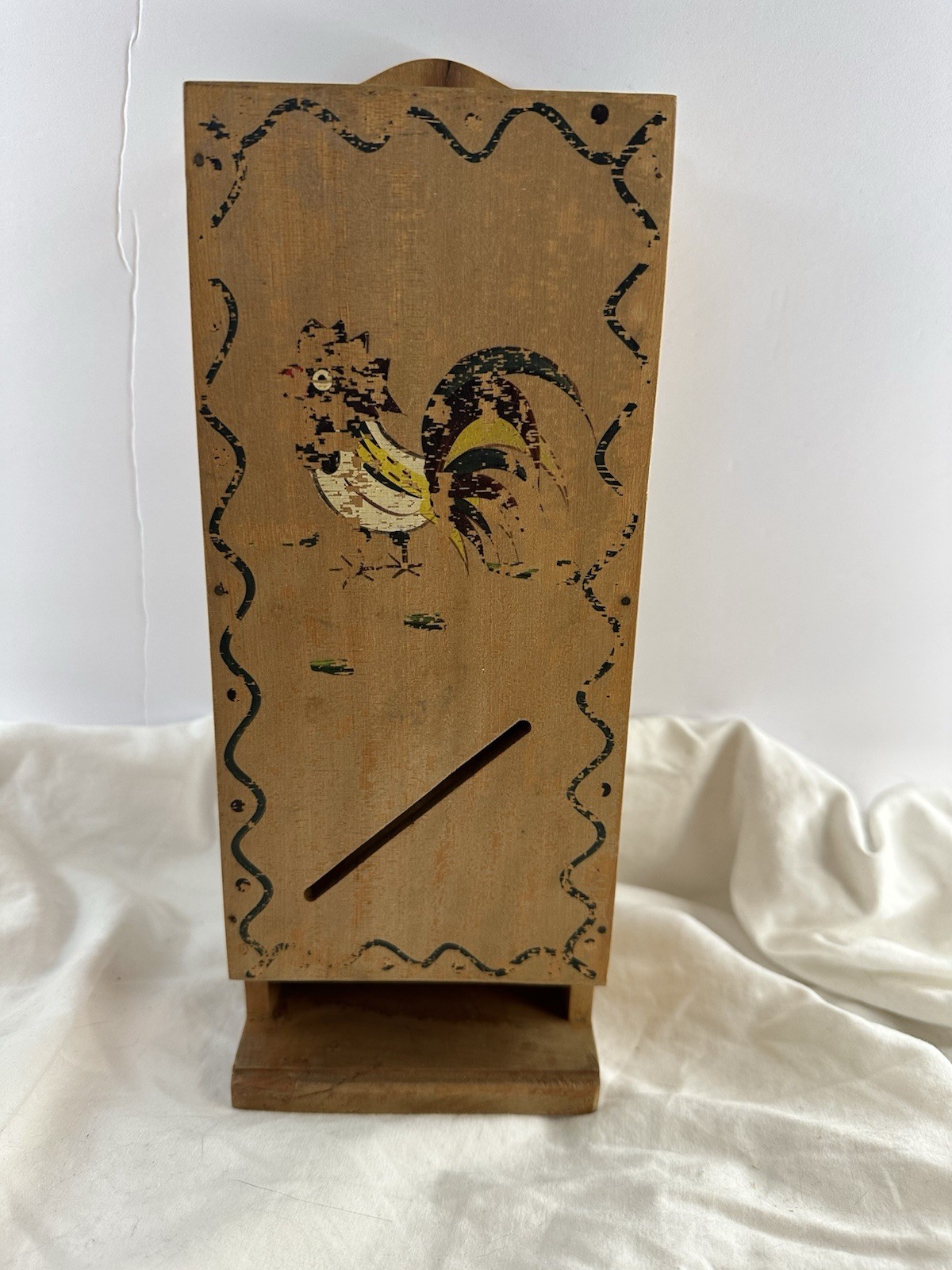 Vintage Wooden Match Box Woodpecker Japan 11×3 Inches Rooster Chicken 1950’s VG