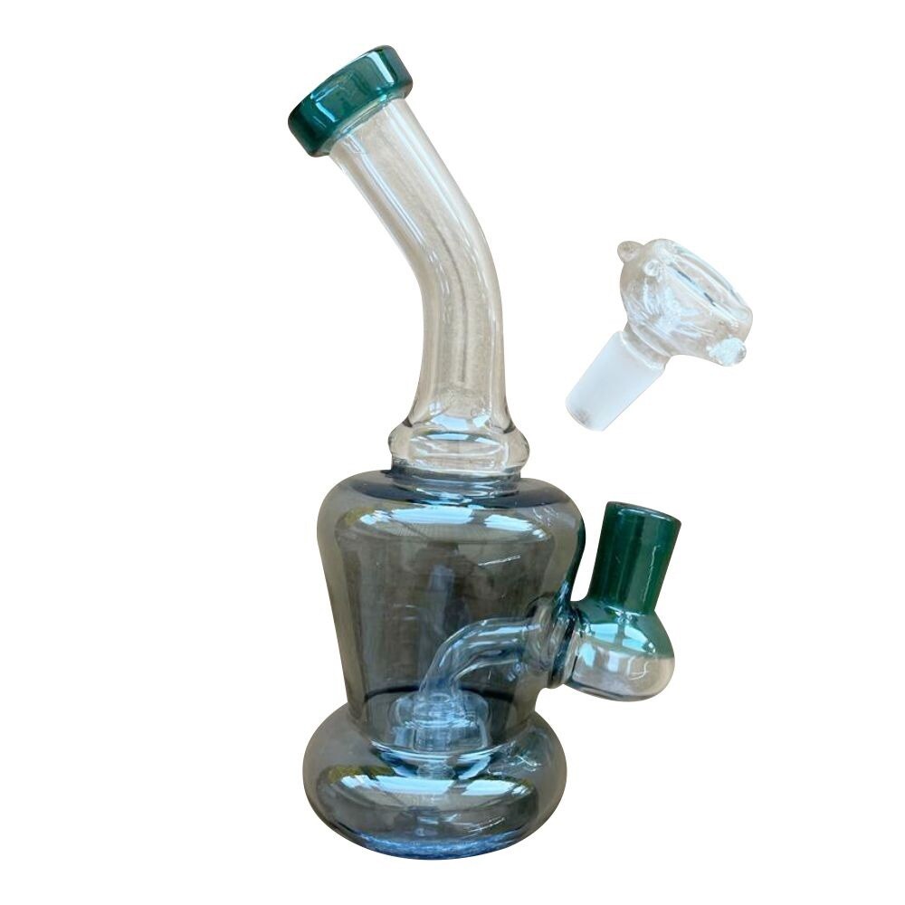 Hookah Water Pipe Glass 6″ Shower Bend Tobacco Bong w/ Bowl Piece *USA SELLER*