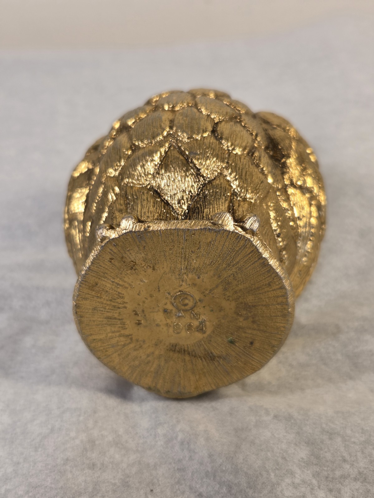 Vintage FOUR-STAR Brass Owl Table Lighter TAN 1964 Japan