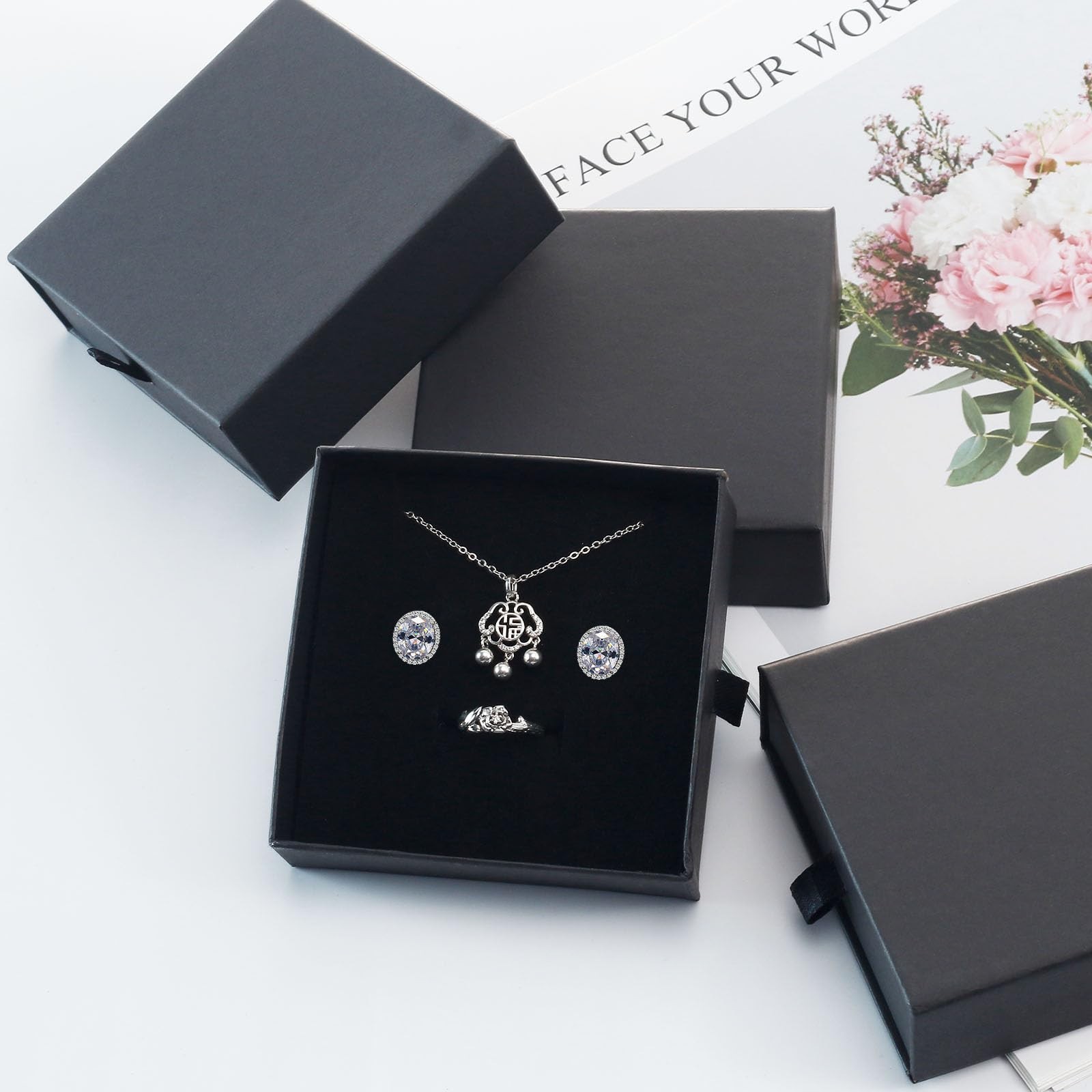 6 Packs Jewelry Gift Box, 3.5×3.5×1.2Inch Mini Gift Boxes with Lids, Cardboar…