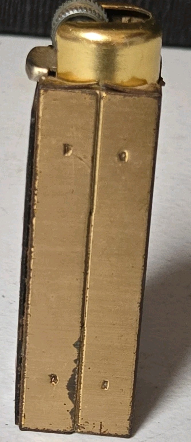 Vintage Dispoz-A-Lite Lighter w/ Brass Enamel Holder Daisy Ladybug Working