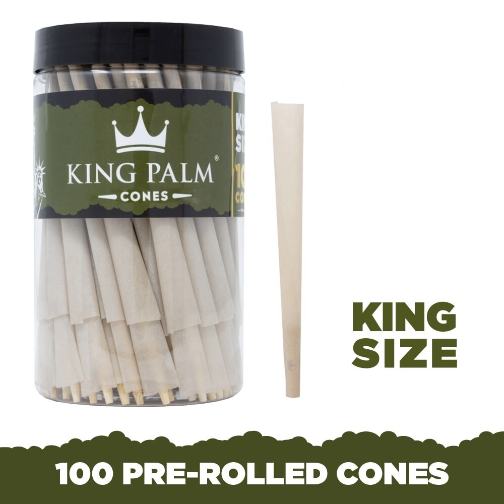 King Palm King Size Cones Holds 1 Gram 100 Pack Pre Rolled Natural Cones