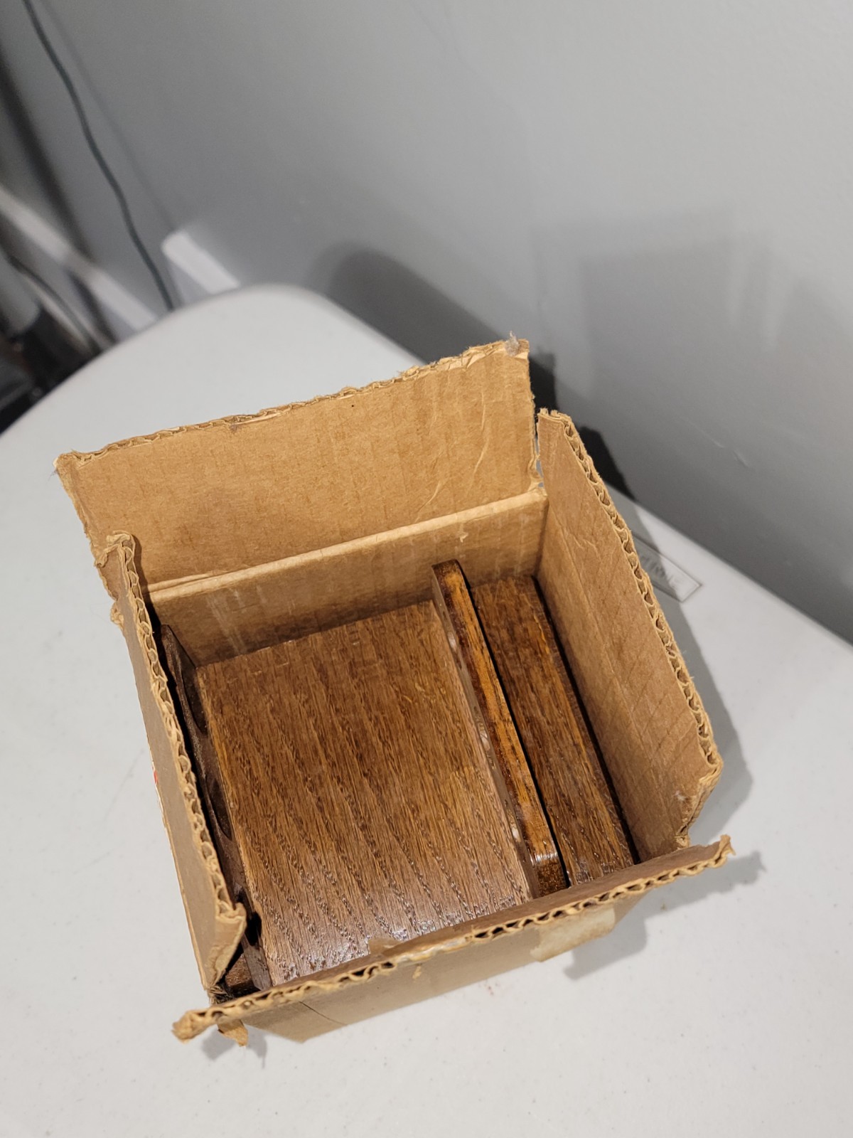 Vintage Decatur Industries Walnut Wood 6 Tobacco Pipe Stand Display Humidor NOS