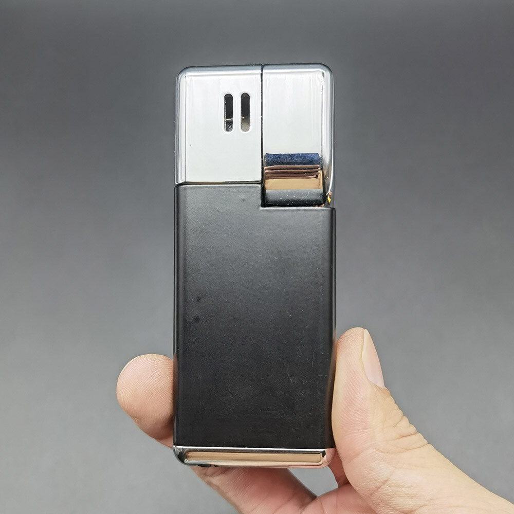 2 in 1 Folding Metal Lighter Pipe Portable Smoking Lighter w/ Free Screen Black