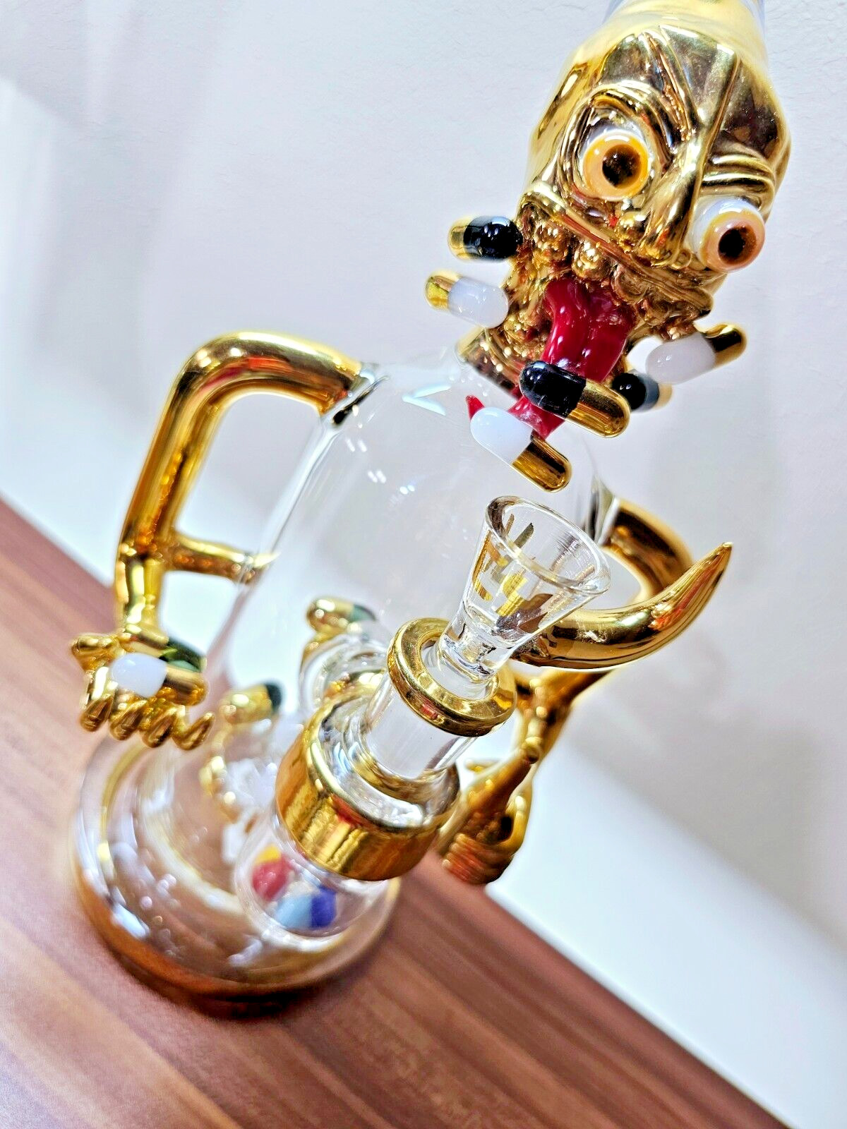 CHEECH GLASS x Juicy J Gold Pill Man Glass Water Pipe, Hookah, RIG, Bong