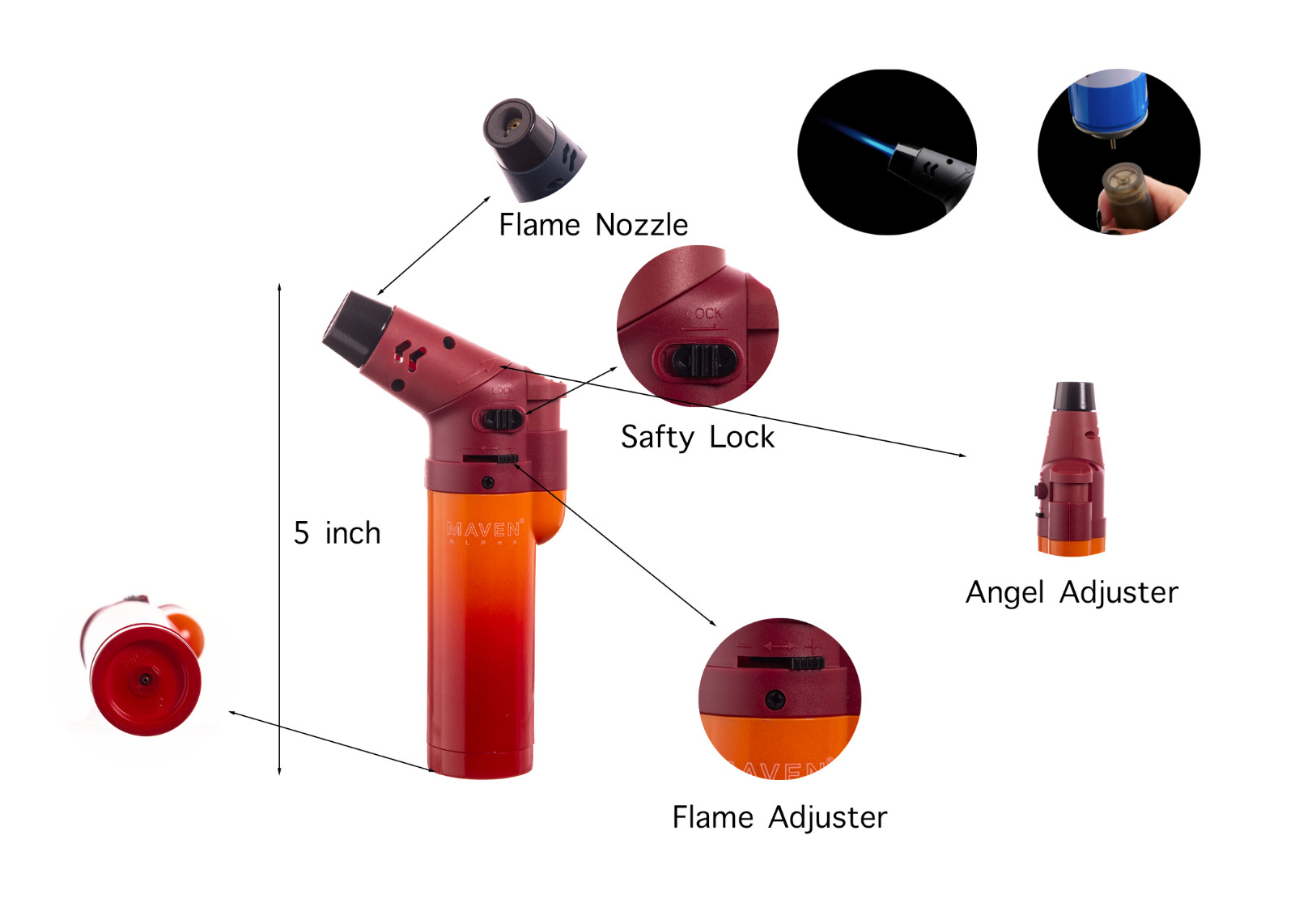 Maven Alpha Alpha Single Flame Torch Lighter | 2 PCS DEAL
