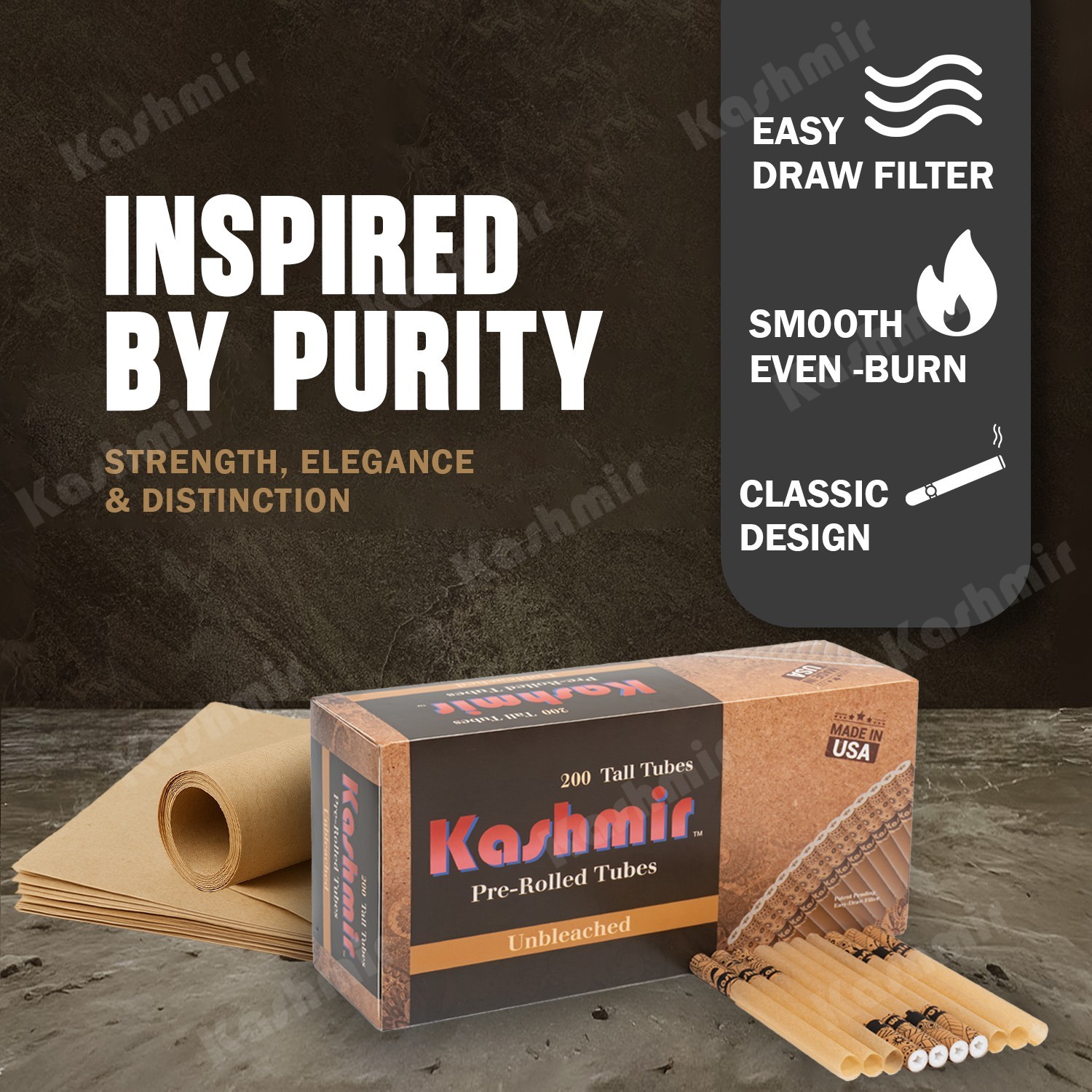 Kashmir Pre-Rolled Tubes Combo Pack of Onyx & Unbleached Cigarette Tubes: 400 Ct