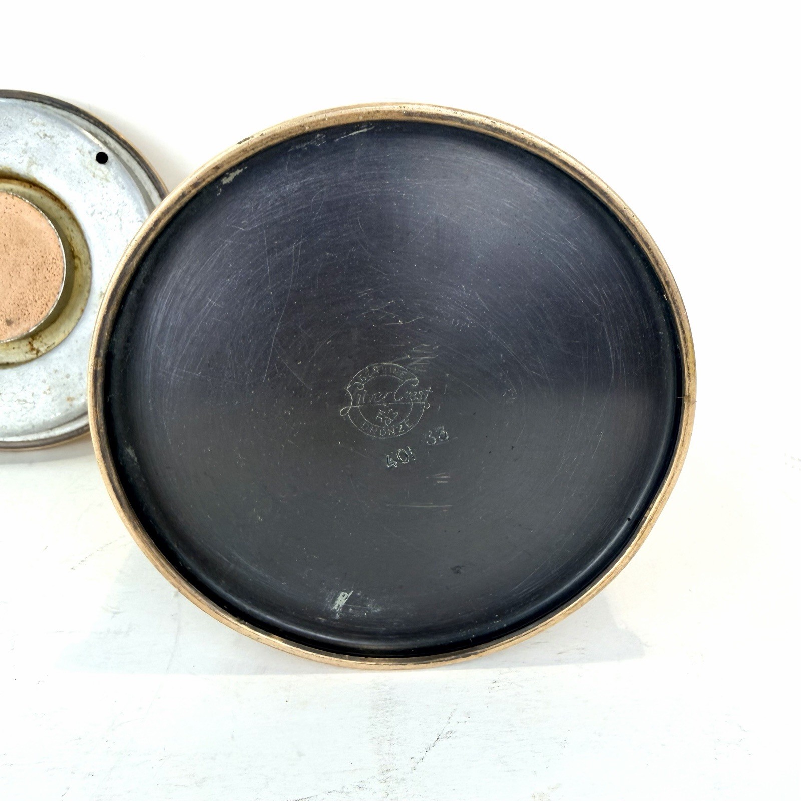 Vintage Brass Tobacco Canister Humidor Silver Crest Industrial Desk Decor