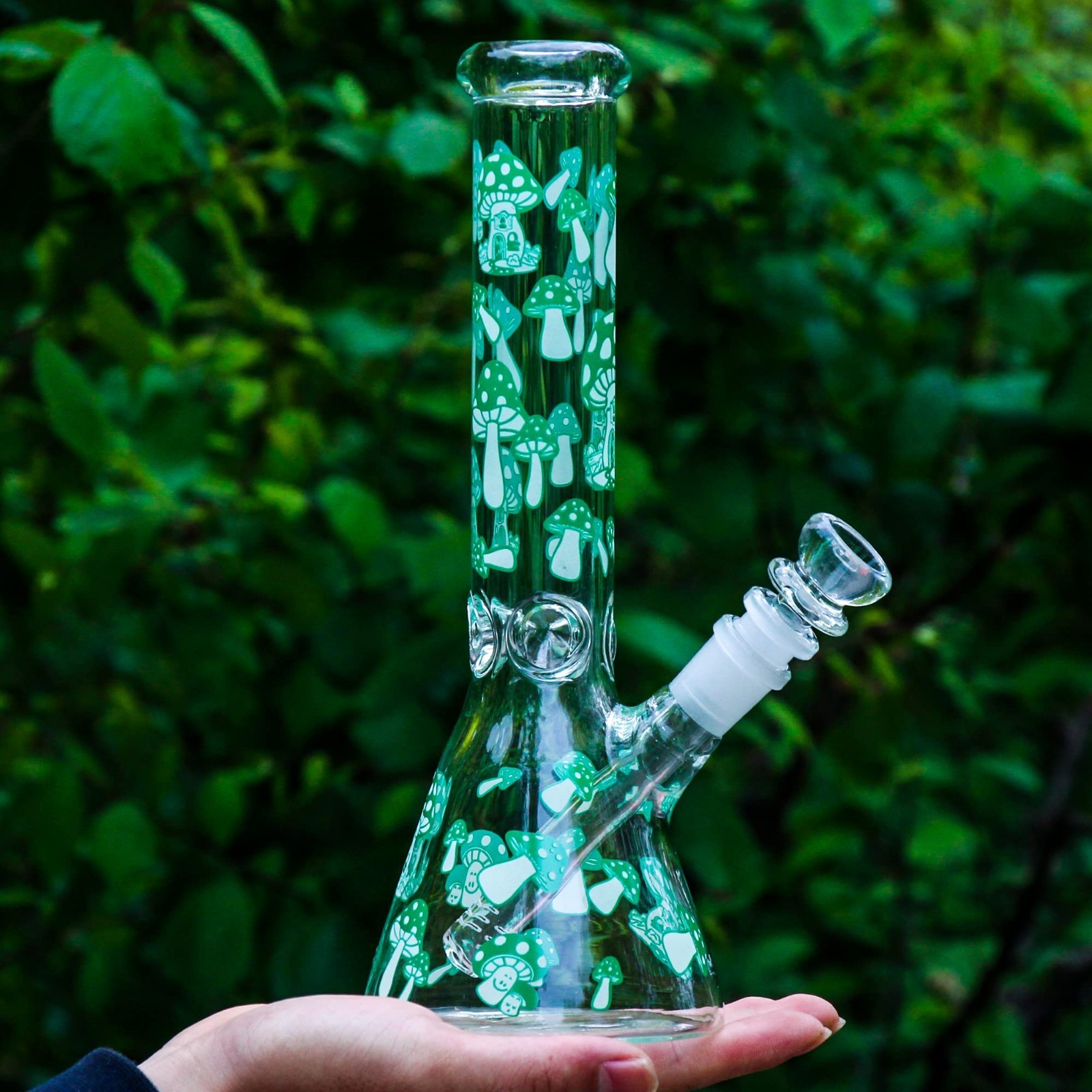 10inch Heavy Glass Bong Mushroom Water Pipe Smoking Beaker 14mm Bowl hookah