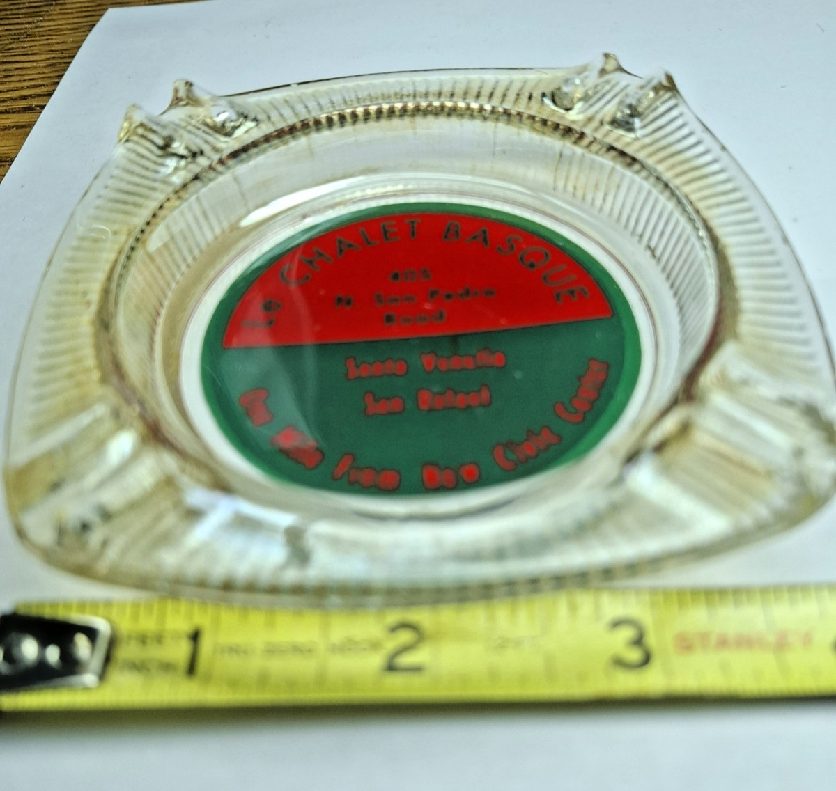 Vintage Le Chalet Basque Santa Venetia San Rafael Glass Ashtray