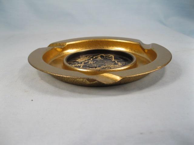 Gold & Black Maine State Metal Tin Ashtray Tin Atlantic Ocean Augusta Cities (O)