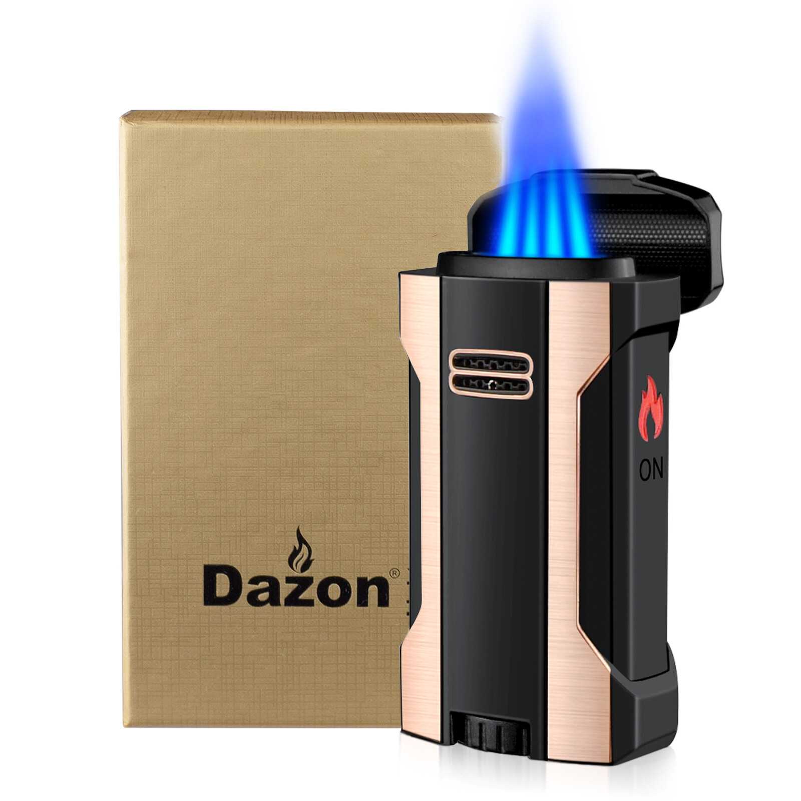 4 Jet Cigar Blue Flame Lighter Windproof Gas Butane Cigarette with Gift Box