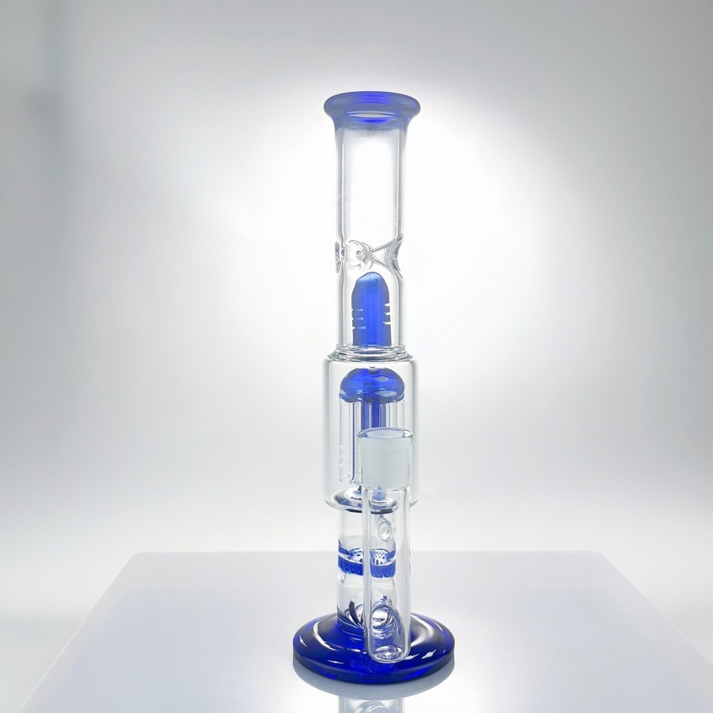 10” Honeycomb Jellyfish Dual Perc Glass Bong Water Pipe Bubbler w/Bowl USA