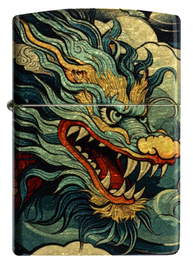 Zippo Dragon Design Tumbled Brass 540 Fusion Windproof Pocket Lighter, 46705