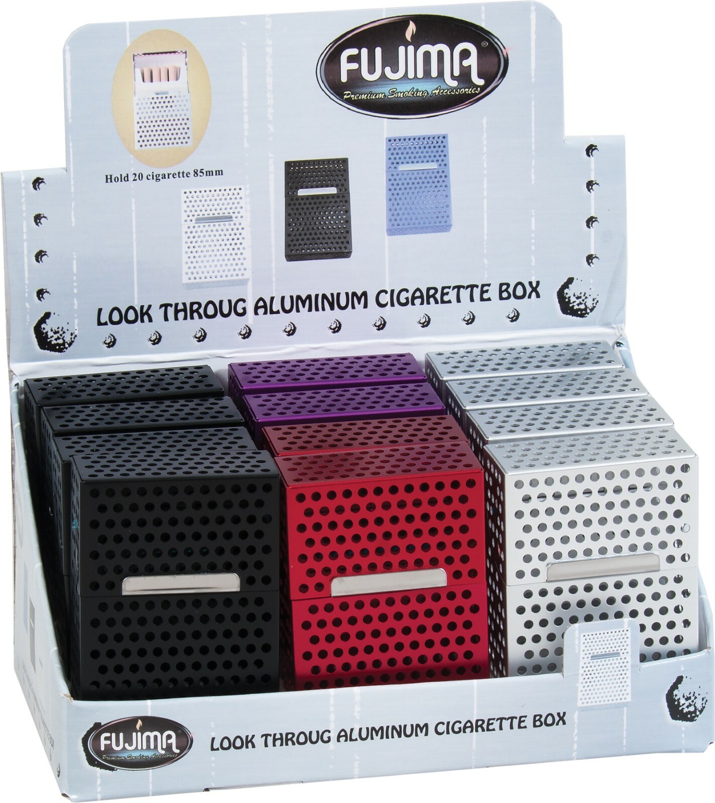 12 Assorted Color See Thru Aluminum Cigarette Case Pack Holder King Size