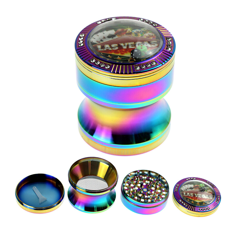Tobacco Herb Grinder with Dice 2.48” Magnetic Metal Crusher Spice Mill Rainbow