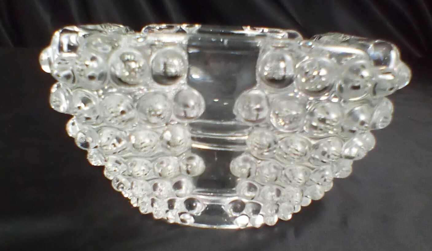 Vintage Clear Glass Hobnail Cigar Ashtray 5″ Wide 3″ Tall 2.27lbs MCM
