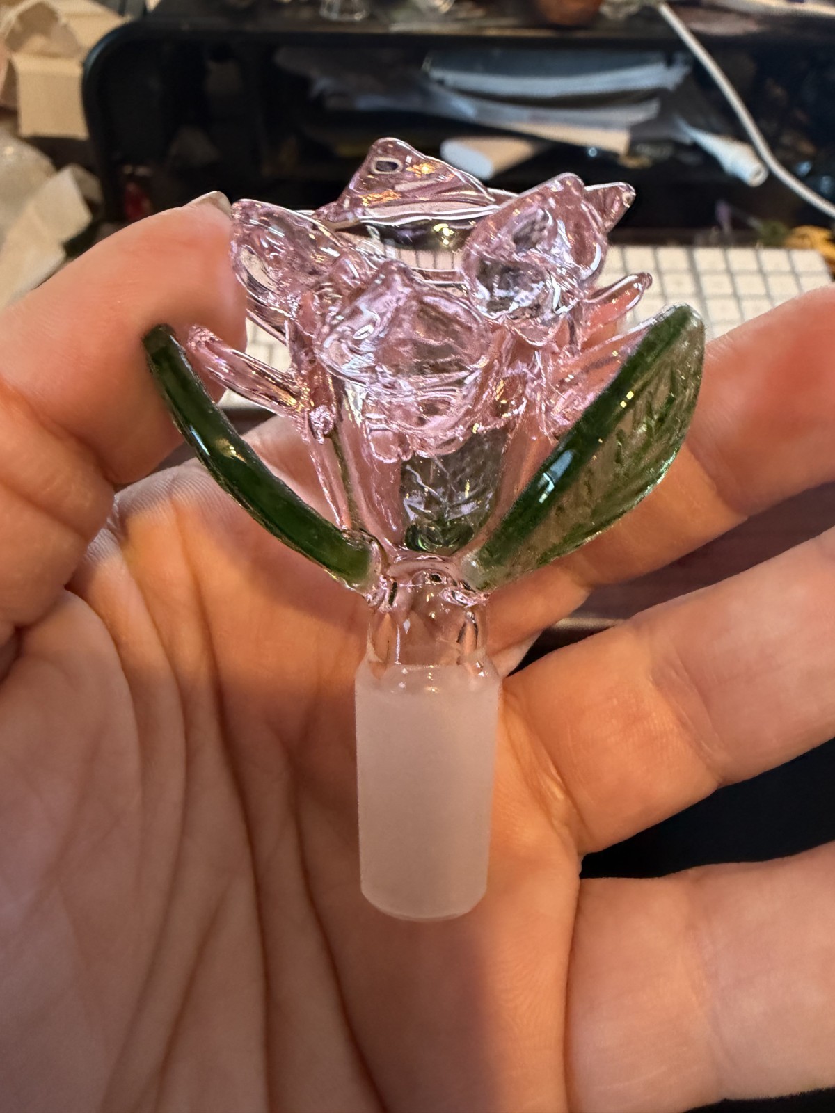 Bowl For Bong 14mm Slide Bowl Bong Roses PINK GIRLY HIGH QUALITY GLASS