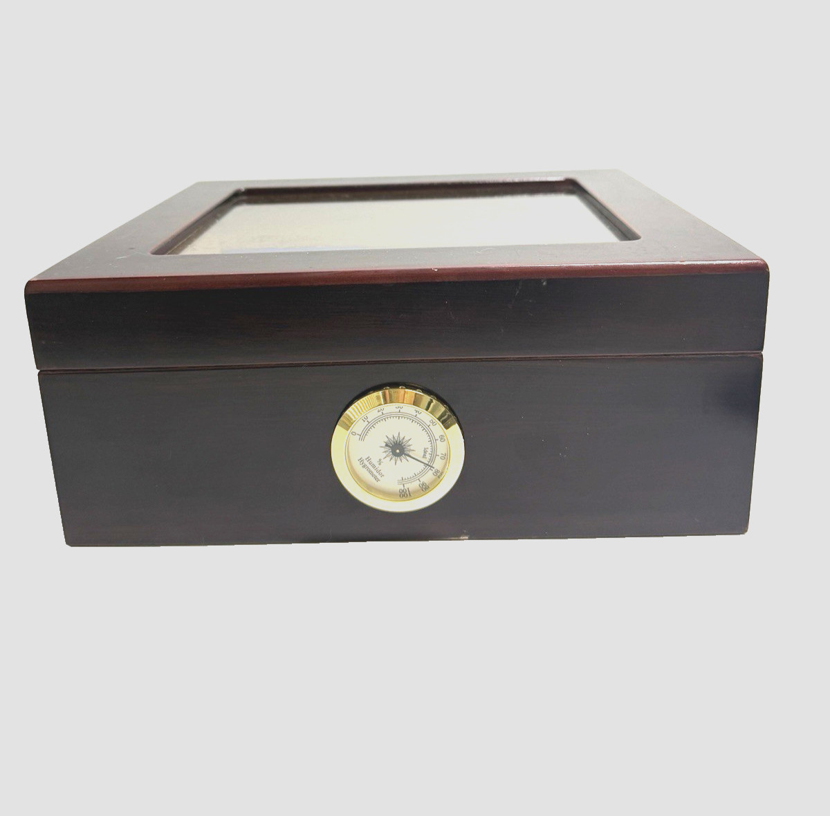 *”Quality Importers” Tobacco Cigar Box Cedar Lined Cherry with Glass Top