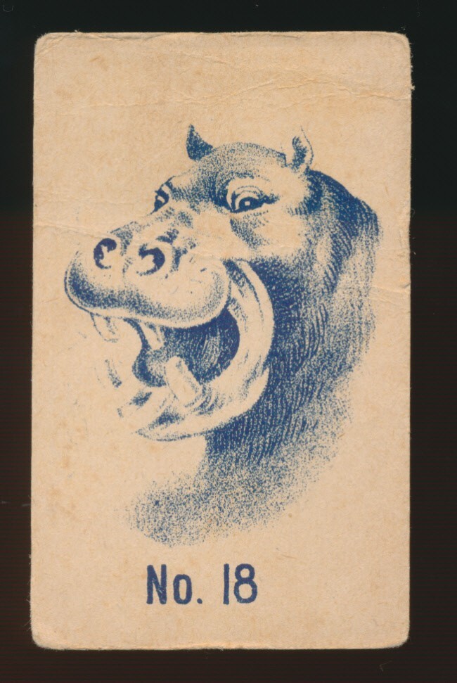 1890’s N385 Plow Boy Tobacco ANIMALS (Blue Image) -#18 HIPPOPOTAMUS (HIPPO)