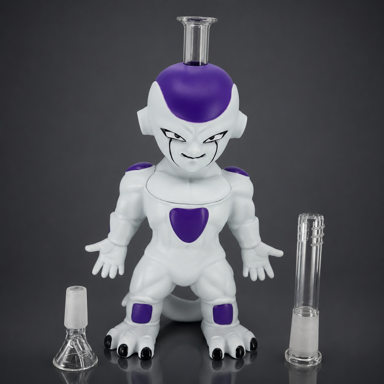 9″ White Purple Alien Overlord Silicone Bong Water Pipe Collectible 14mm Bowl